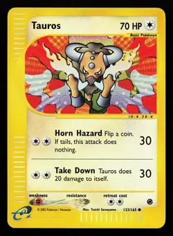 Tauros 133/165 Common Reverse Holo Expedition Pokemon Card - Image 1