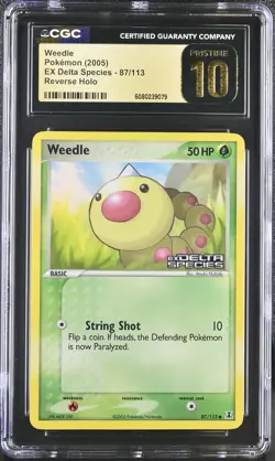 CGC 10 PRISTINE Weedle EX Delta Species 87/113 Reverse Holo Stamped Pokemon Card - Image 1
