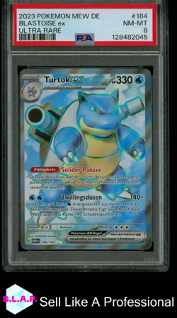 BLASTOISE EX ULTRA RARE POKEMON GERMAN MEW DE-151 2023 184 PSA 8 - Image 1