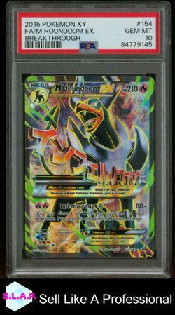 FA/M HOUNDOOM EX BREAKTHROUGH POKEMON XY BR3AKTHROUGH 2015 154 PSA 10 - Image 1