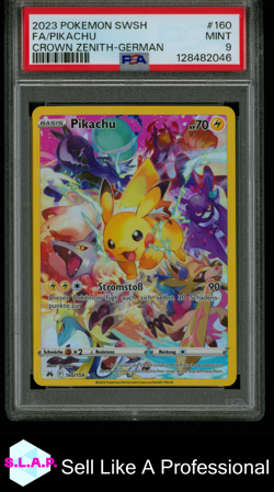FA/PIKACHU CROWN ZENITH-GER POKEMON SWORD AND SHIELD CROWN ZENITH 2023 160 PSA 9 - Image 1