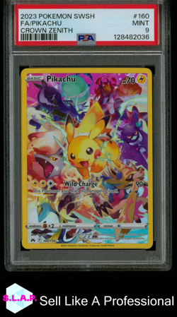 FA/PIKACHU CROWN ZENITH POKEMON SWORD AND SHIELD CROWN ZENITH 2023 160 PSA 9 - Image 1