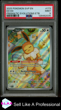 EEVEE PRISMATIC EVOLUTIONS ETB POKEMON SVP EN-SV BLACK STAR PROMO 2025 173 PSA 9 - Image 1