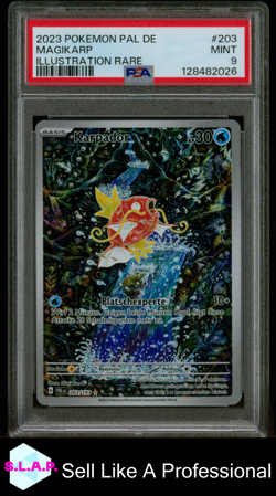 MAGIKARP ILLUSTRATION RARE POKEMON GERMAN PAL DE-PALDEA EVOLVED 2023 203 PSA 9 - Image 1