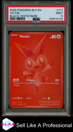 VICTINI BLACK WHITE RARE POKEMON BLK EN-BLACK BOLT 2025 171 PSA 9 - Image 1