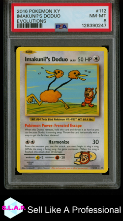 IMAKUNIU'S DODUO EVOLUTIONS POKEMON XY EVOLUTIONS 2016 112 PSA 8 - Image 1