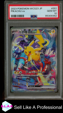 PIKACHU EX POKEMON JAP WCS23-WORLD CHAMPIONSHIPS YOKOHAMA DECK 2023 001 PSA 10 - Image 1