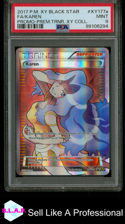 FA/KAREN PROMO-PREM.TRNR. XY COLL. POKEMON XY BLACK STAR PROMO 2017 XY177A PSA 9 - Image 1