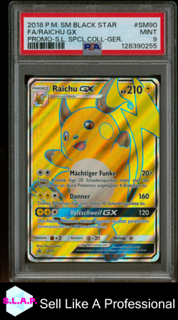 FA/RAICHU GX PROMO-S.L. SPCL.COLL-GER. POKEMON SM BLCK STR PROMO 2018 SM90 PSA 9 - Image 1