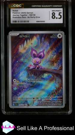 NOIBAT JOURNEY TOGETHER - JTG DE ILL RARE NO RARITY ERROR 169/159 POKEMON CGC 8 - Image 1