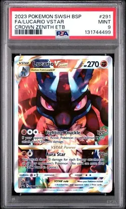 Lucario VSTAR 291 Full Art Crown Zenith 2023 Pokemon Promo PSA 9 Zenith Supreme - Image 1