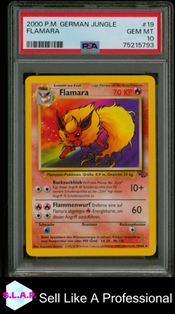 FLAMARA POKEMON GERMAN JUNGLE 2000 19 PSA 10 - Image 1