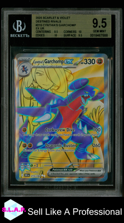 CYNTHIA‘S GARCHOMP EX POKEMON 215/182 2025 DESTINED RIVALS FULL ART ENG BGS 9.5 - Image 1