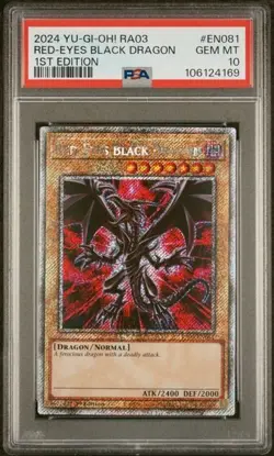 2024 Yu-Gi-Oh! Red-Eyes Black Dragon RA03-EN081 Platinum Secret Rare PSA 10 - Image 1