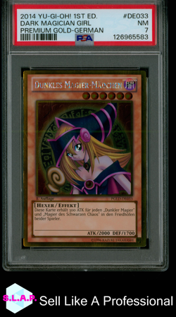 DARK MAGICIAN GIRL PREMIUM GOLD-GERMAN YU-GI-OH! PREMIUM GOLD 2014 DE033 PSA 7 - Image 1