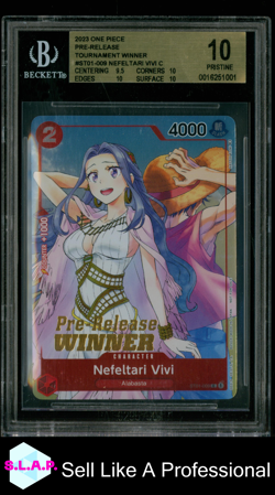 NEFELTARI VIVI ONE PIECE ST01-009 2023 PRE-RELEASE TOURNAMENT WINNER ENG BGS 10 - Image 1