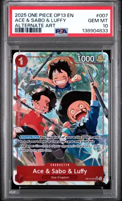 2025 ONE PIECE OP13 007 CARRYING ON HIS WILL ACE & SABO & LUFFY ALT ART PSA 10 - Image 1