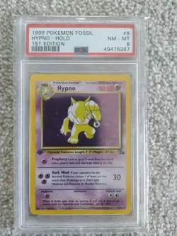 Pokemon TCG WOTC Hypno 8/62 Fossil Set Holo Rare NM-MINT PSA 8 - Image 1