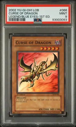PSA 9 - Yu-Gi-Oh Card - LOB-066 -CURSE of DRAGON (super rare) *1st Edition* MINT - Image 1