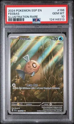 PSA 10 GEM MT Feebas 198/191 Surging Sparks Illustration Rare Holo Pokemon Card - Image 1