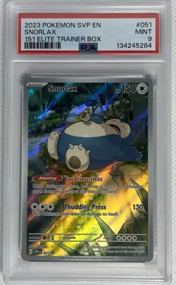 Pokemon SVP EN 151 Snorlax 051 Elite Trainer Box ETB Black Star Promo 051 PSA 9 - Image 1
