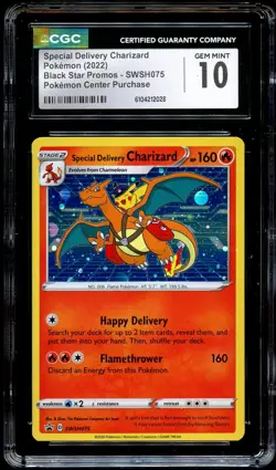 CGC 10 GEM MINT Special Delivery Charizard SWSH075 HOLO PROMO Pokemon Card 028 - Image 2