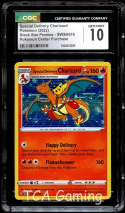 CGC 10 GEM MINT Special Delivery Charizard SWSH075 HOLO PROMO Pokemon Card 024 - Image 1