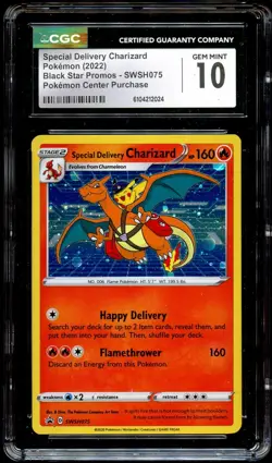 CGC 10 GEM MINT Special Delivery Charizard SWSH075 HOLO PROMO Pokemon Card 024 - Image 2