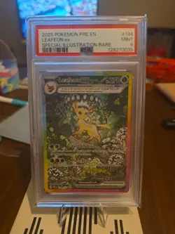 Pokemon TCG Leafeon ex SIR 144/131 Prismatic Evolutions Card Mint PSA 9 - Image 1