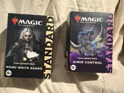 Two unopened MTG Standard Challenger decks, Mono White Aggro and Dimir Control 195166138817 - Image 1
