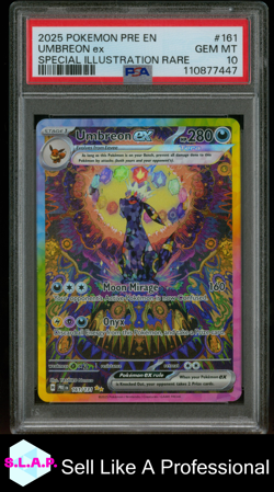 UMBREON EX SPECI4L ILLUSTRATION RARE POKEMON PRE EN-2025 161 PSA 10 - Image 1