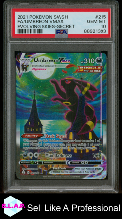 FA/UMBREON VMAX EVOLVING SKIES-SECRET POKEMON SWSH EVOLVING SKIE 2021 215 PSA 10 - Image 1