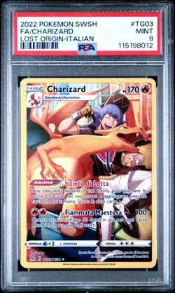 Pokemon PSA 9 Charizard #TG03 Full Art Origine Perduta 2022 Italiano - Image 2