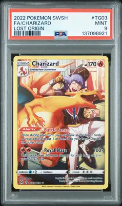 2022 POKEMON SWORD & SHIELD LOST ORIGIN #TG03 FULL ART/CHARIZARD PSA 9 - Image 1