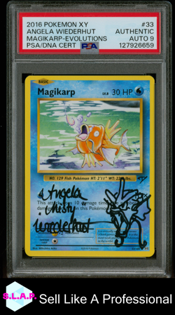 MAGIKARP POKEMON EVOLUTIONS 2016 33 AUTO ANGELA WIEDERHUT PSA AUTHENTIC AUTO 9 - Image 1