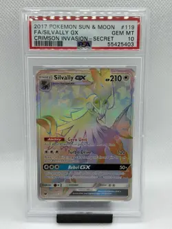 PSA 10 FA Silvally GX Sun & Moon Crimson Invasion Pokemon #119 Secret 2017 - Image 1