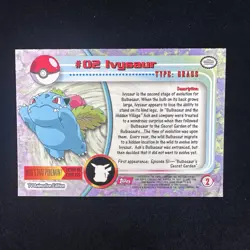 1999 Topps Pokemon TV Ivysaur #02 Green Logo - Image 2