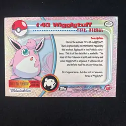 POKEMON Topps Card WIGGYGUFF HOLO FOIL Black Logo VLP/EX 1999! - Image 2