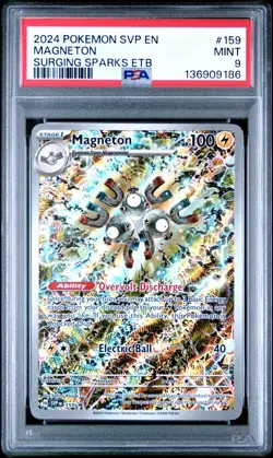 2024 Black Star Promo Surging Sparks Elite Trainer Box # 159 Magneton PSA 9 MINT - Image 1