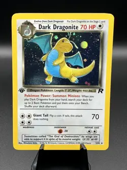 Pokemon TCG Dark Dragonite Holo Rare Card First Edition 5/82 LP - Image 1