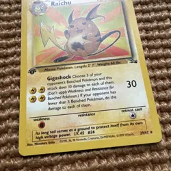 Pokemon TCG -- Fossil Set -- Rare -- 1st Edition -- Raichu -- 29/62 - Image 2