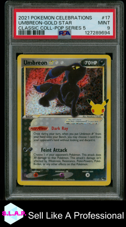 UMBREON GOLD STAR POKEMON 17 2021 CELEBRATIONS - EN PSA 9 - Image 1