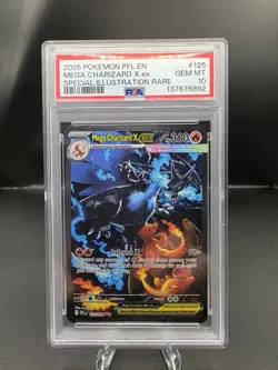 2025 POKEMON PFL SPECIAL ILLUSTRATION RARE #125 MEGA CHARIZARD X EX PSA 10 - Image 1