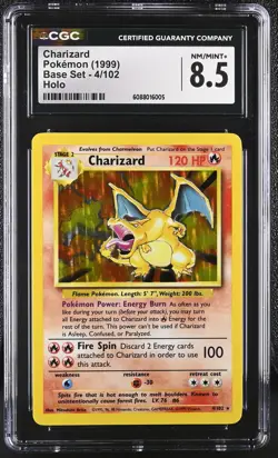 CGC 8.5 Charizard 1999 Base Set 4/102 Holo Pokemon Card - Image 1