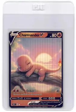 PokeTeamLegends Pokemon Card Holo (FanArtCustomMade) Sleeping charmander - Image 1