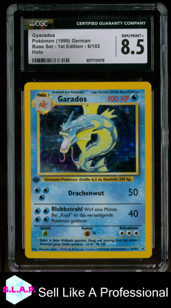 GYARADOS HOLO 1ST EDITION POKEMON 6/102 1998 BASE SET GER CGC NM/MINT+ 8.5 - Image 1