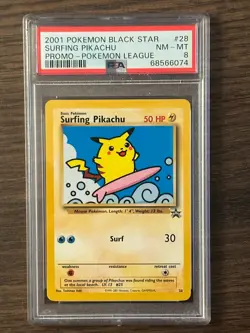 Pokemon Black Star Surfing Pikachu Pokemon League Promo PSA 8 PSA # 68566074 - Image 1