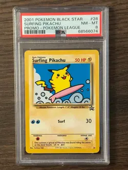 Pokemon Black Star Surfing Pikachu Pokemon League Promo PSA 8 PSA # 68566074 - Image 2