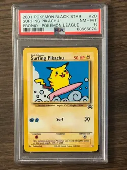 Pokemon Black Star Surfing Pikachu Pokemon League Promo PSA 8 PSA # 68566074 - Image 3