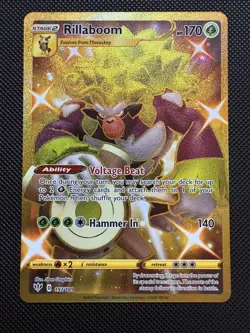 Rillaboom 197/189 Darkness Ablaze Secret Rare Gold Pokemon Card - Image 1
